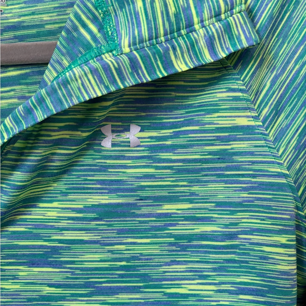 Under Armour Women's Blue and Green Quarter-Zip Top - Picture 3 of 6